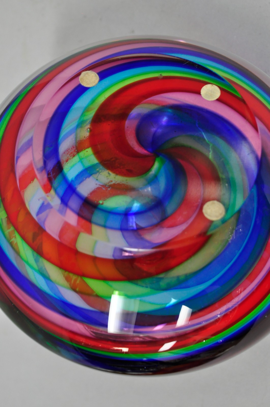 Vintage Mid Century Modern Italian Murano Style Rainbow Swirl Glass Vase