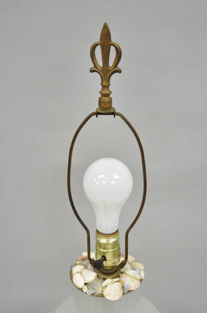 Vintage Chinoiserie Raised Satin Glass Tropical Birds Art Nouveau Table Lamp