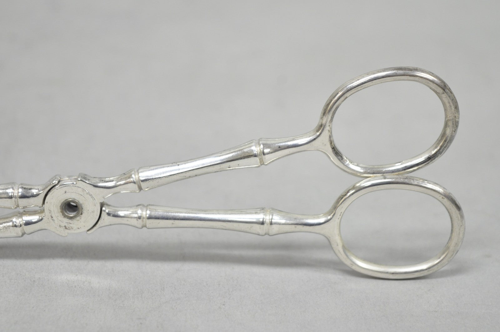 Vintage Silver Plated Faux Bamboo Scissor Style Pastry Cake Serving Tongs