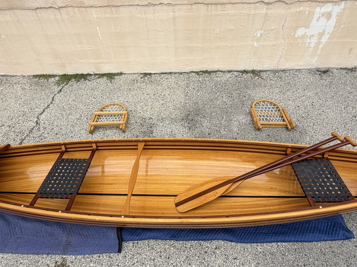 Cedar Strip Built 14' Square Stern Canoe & British Seagull 40 Outboard Motor