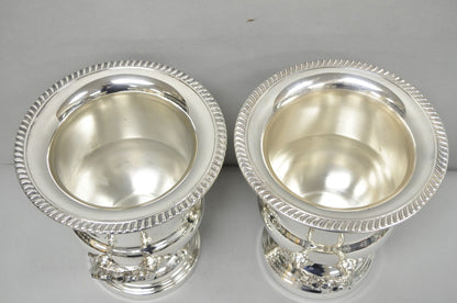Vintage Leonard Silver Plated Trophy Cup Urn Champagne Chiller Ice Bucket, Pair