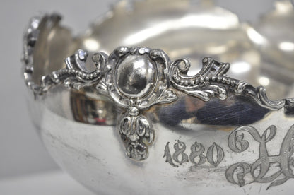 Antique Victorian Silver Plated "1880 H 1905" Monogram Pedestal Fruit Bowl