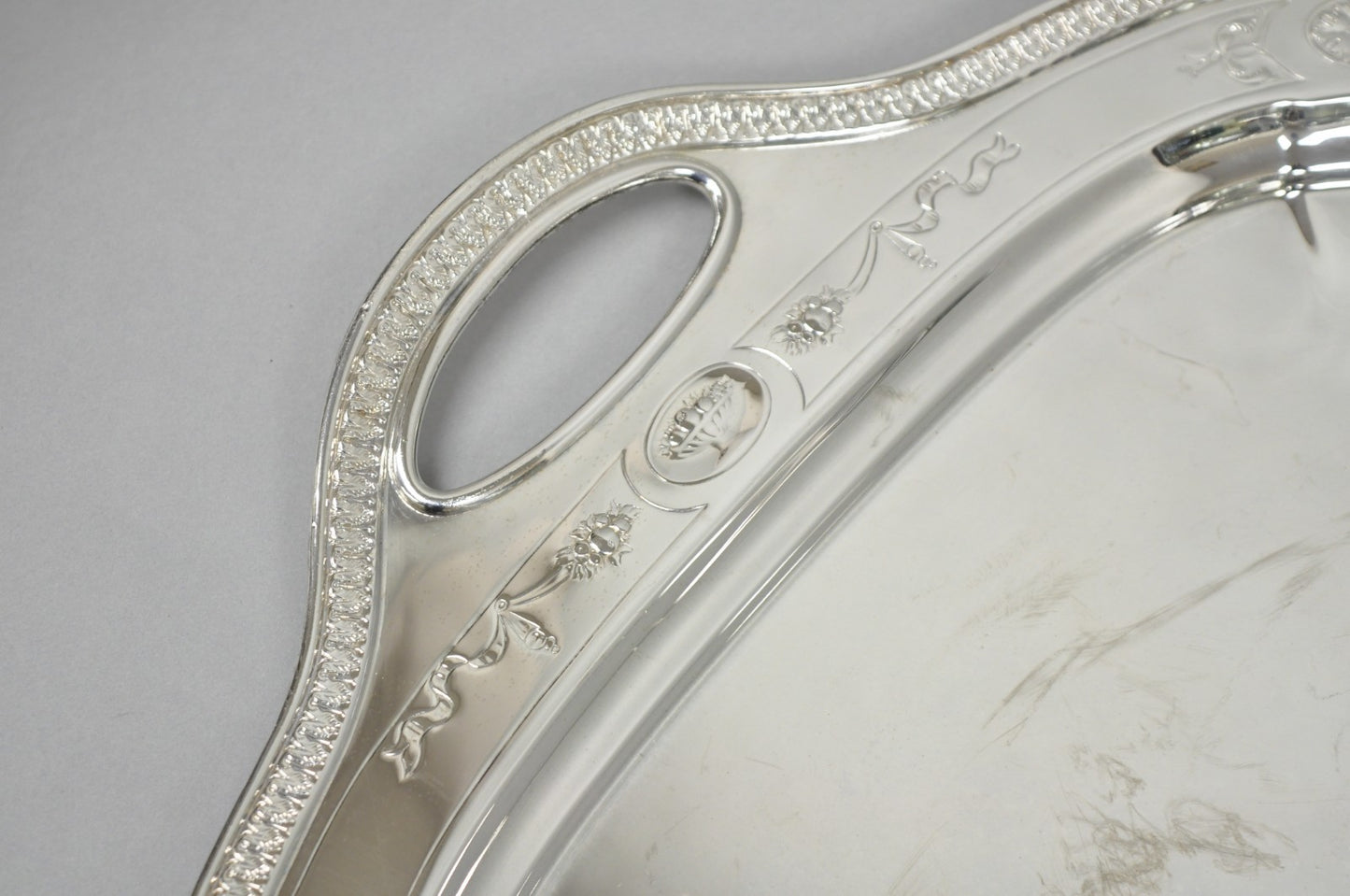 Antique Reed & Barton 04072 English Edwardian Silver Plater Serving Platter Tray
