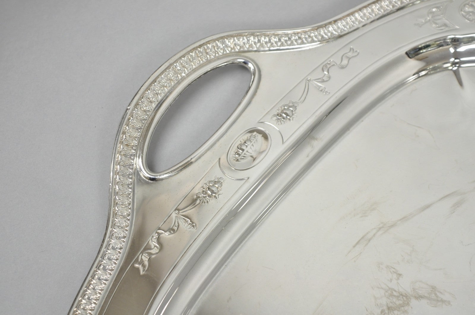 Antique Reed & Barton 04072 English Edwardian Silver Plater Serving Platter Tray
