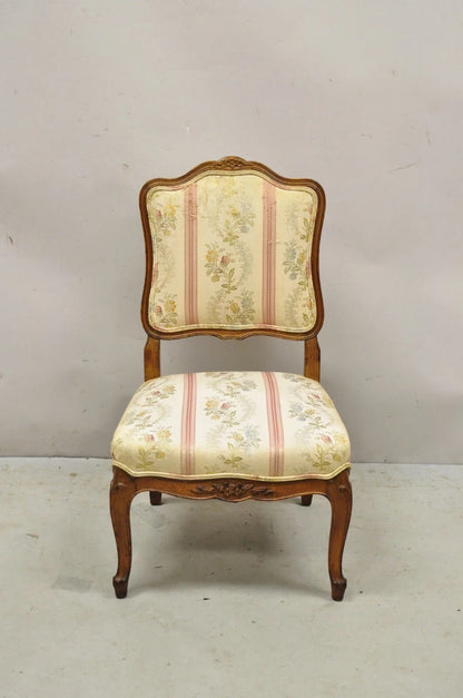 Vintage French Louis XV Style Small Boudoir Accent Side Chair w/ Pink Stripes