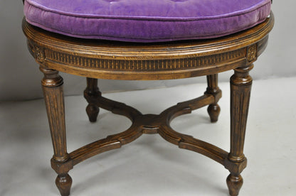 Vintage French Louis XVI Style Cane Balloon Back Walnut Arm Chairs - a Pair