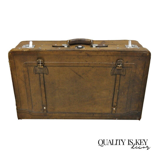 Vintage Brown Distressed Leather 33" Luggage Suitcase by Golden Leaf