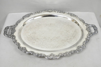 Vintage Poole 400 Lancaster Rose Silver Plated Bar Serving Platter Tray on Feet