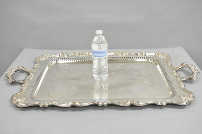 English Silver Large Victorian Silver Plated Rectangular Serving Platter Tray