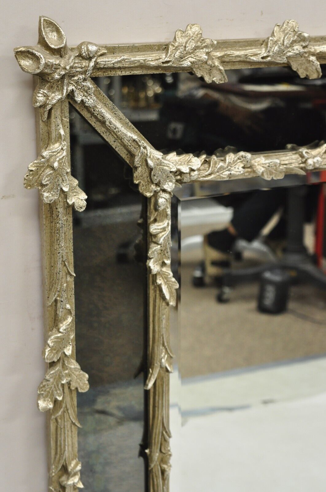 Vintage Friedman Brothers Hollywood Regency Silver Gilt Faux Bois Wall Mirror