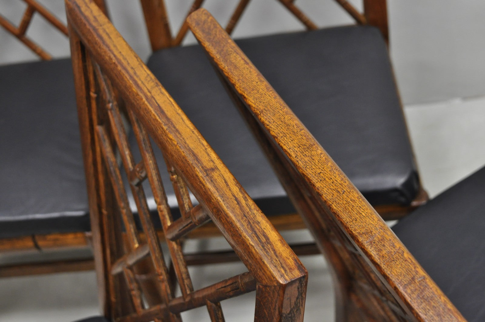 Vintage Hollywood Regency Faux Bamboo Lattice Dining Chair by Century - Set of 4