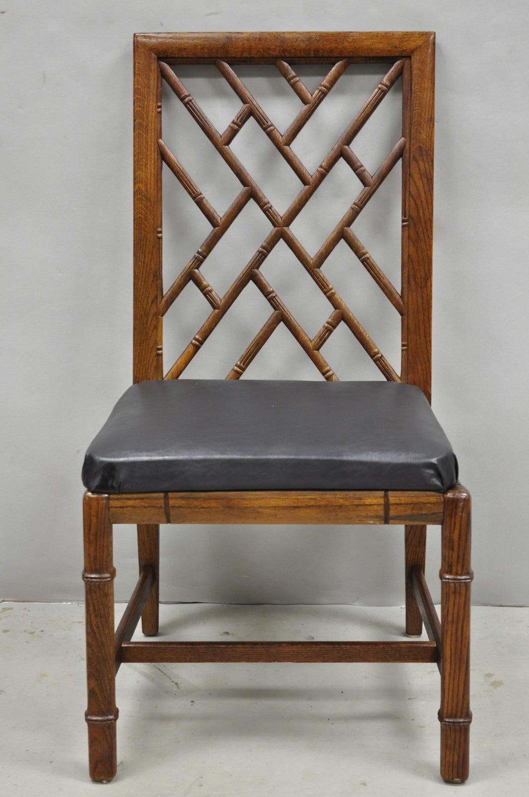 Vintage Hollywood Regency Faux Bamboo Lattice Dining Chair by Century - Set of 4