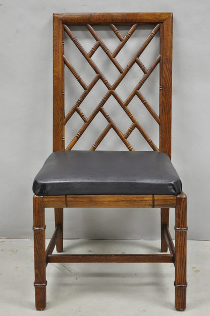 Vintage Hollywood Regency Faux Bamboo Lattice Dining Chair by Century - Set of 4