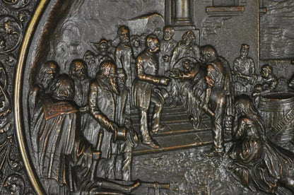 Bronze King Umberto Visiting Cholera Hospital Naples 1884 Dish Wall Plaque
