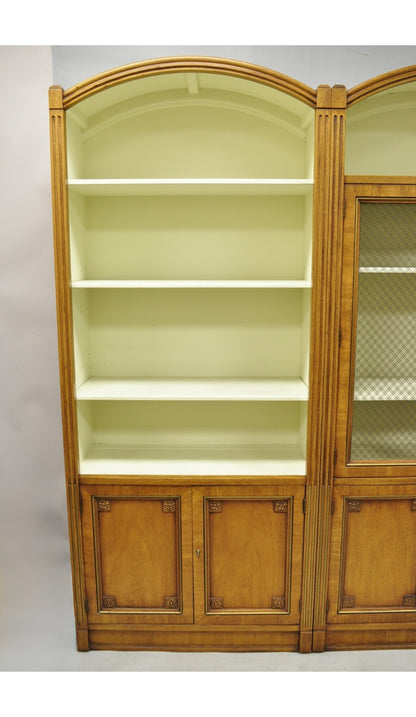 Henredon French Country Provincial Walnut Fruitwood 3 Pc Wall Unit Bookcase