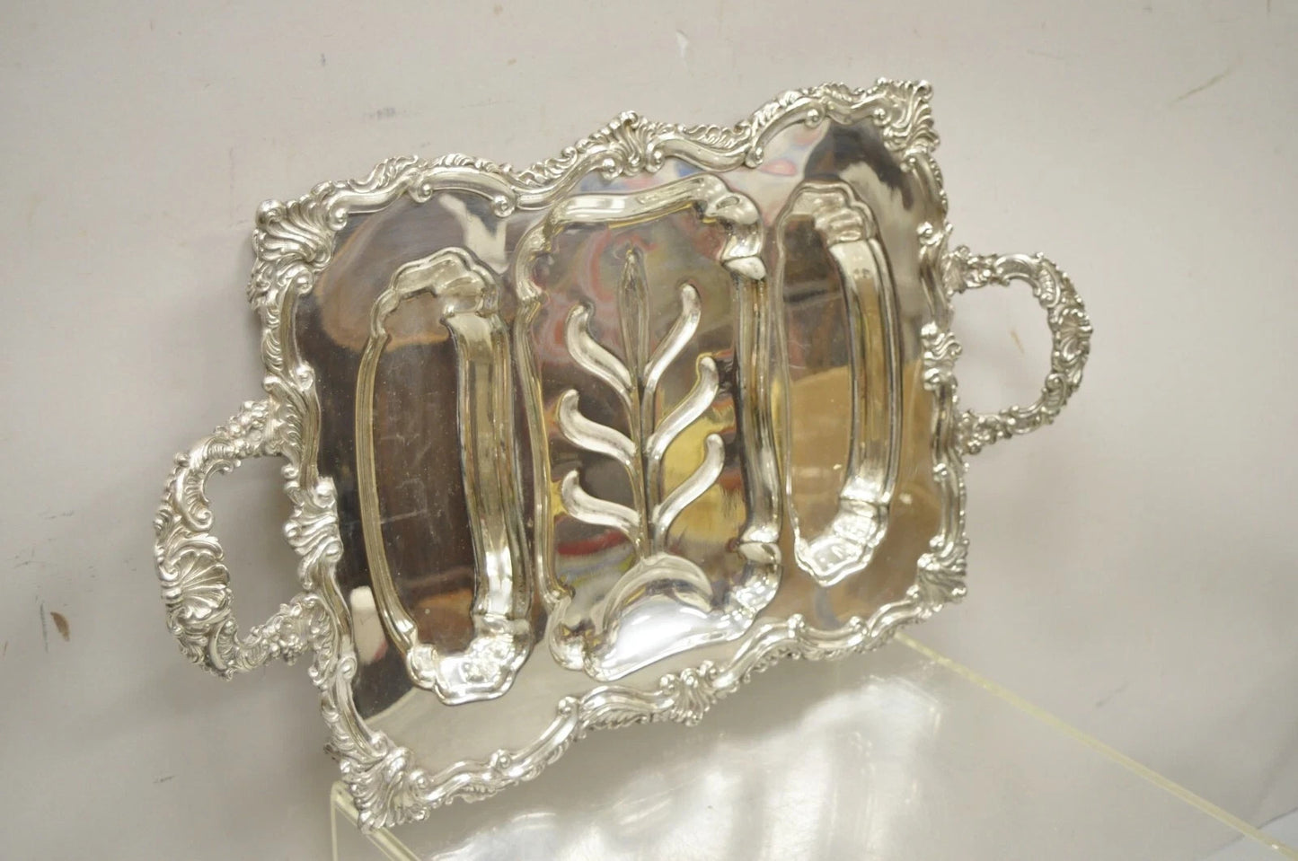 Victorian Meneses Orfebres Silver Plated Meat Cutlery Serving Platter Tray