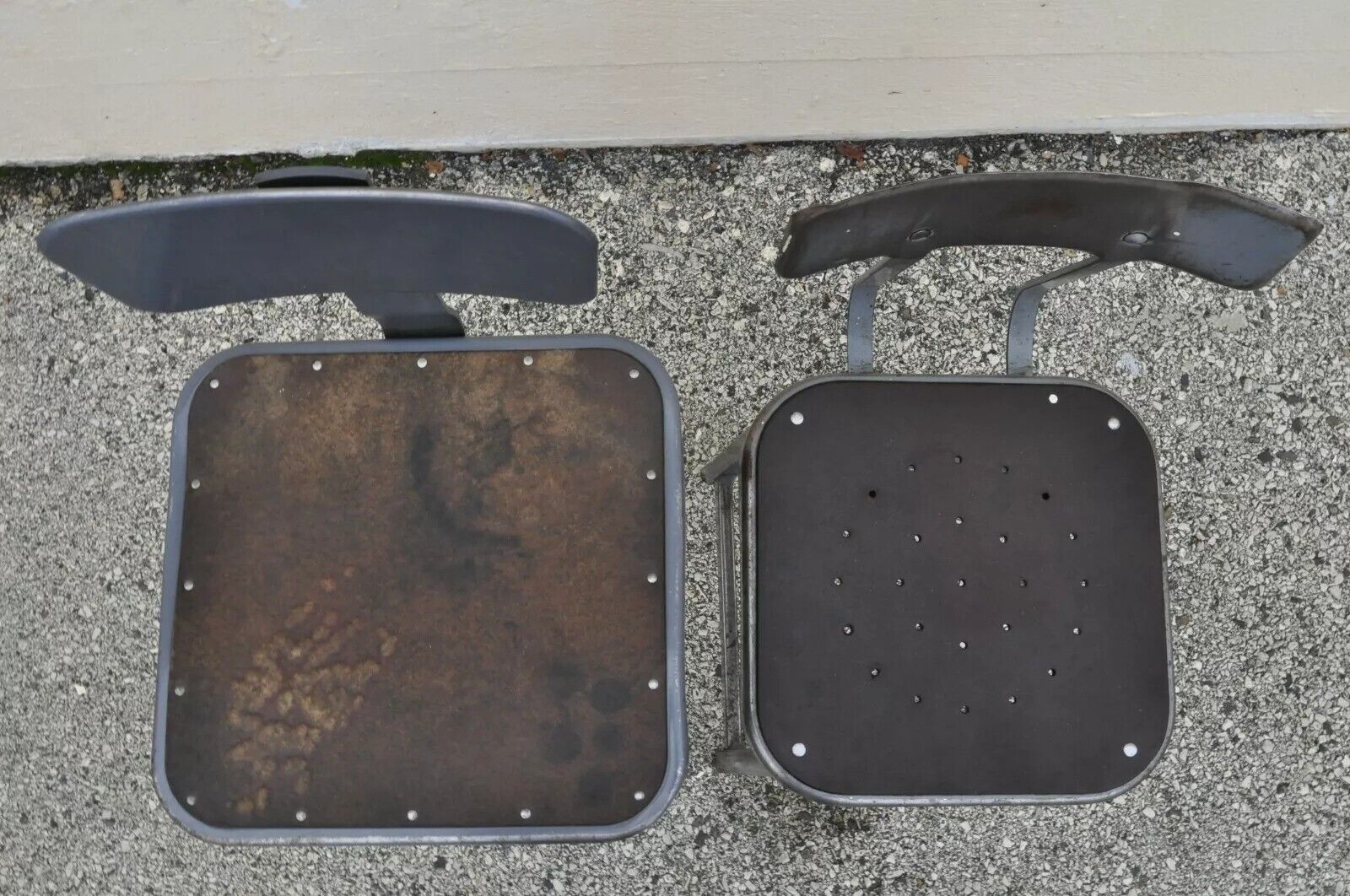 Vintage Industrial Steel Metal Drafting Work Stools Chairs - Group Set of 6