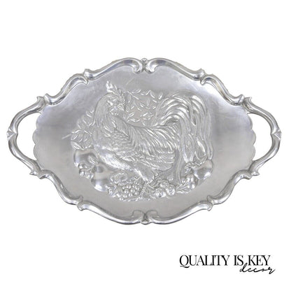 Vintage Lenox Retired Large Rooster Metal Holiday Serving Platter Tray