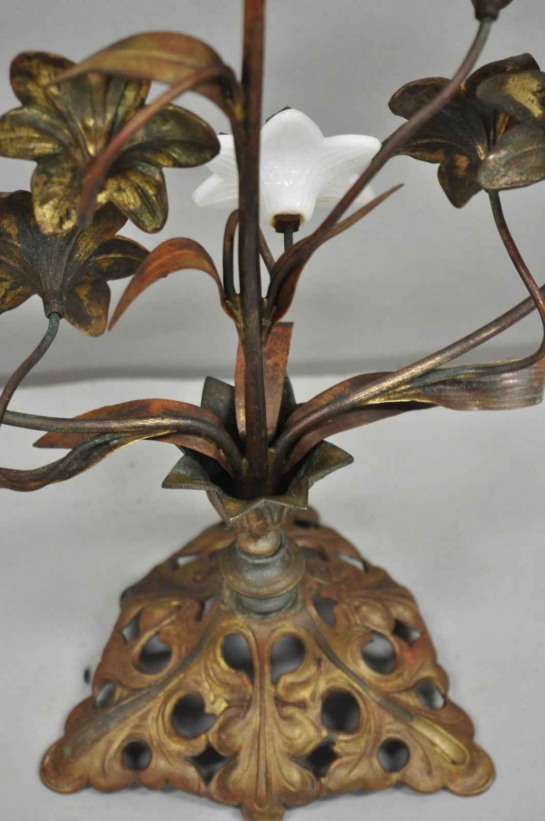 Antique French Baroque Gold Gilt Bronze Altar Church Candlestick Candelabra Pair