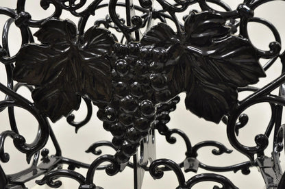 Vintage Victorian Style Black Cast Iron 6 Wine Bottle Rack Holder with Grapes