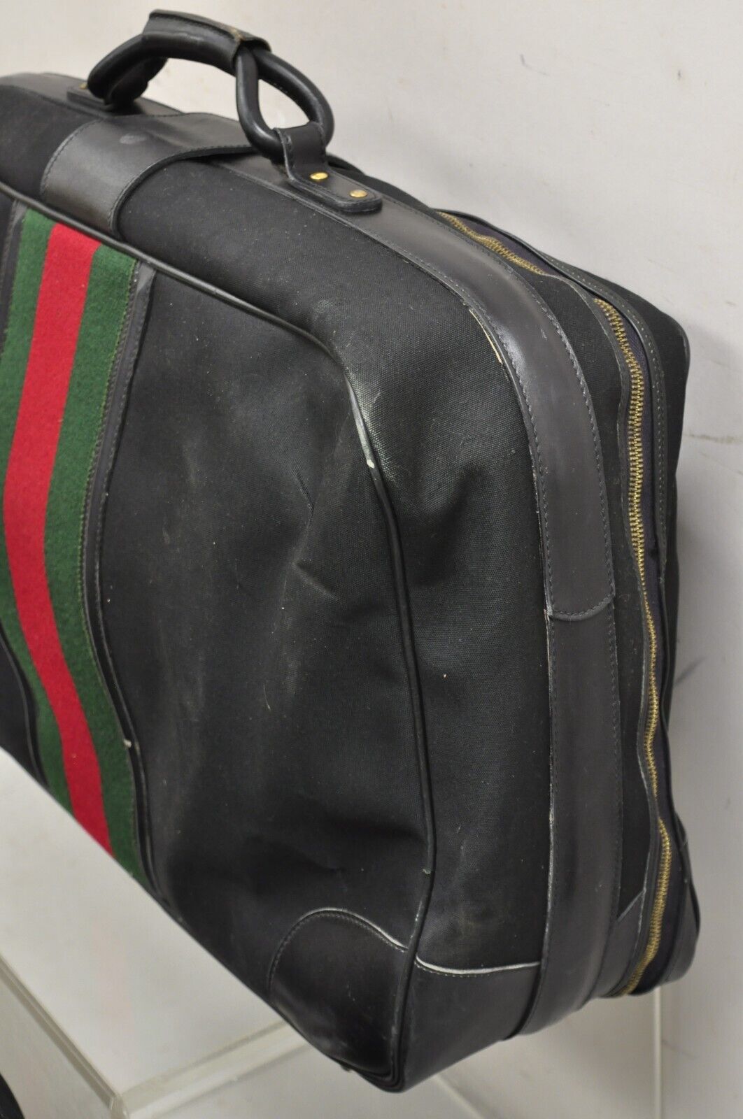 Vintage Gucci Black Canvas & Leather Suitcase Luggage His and Hers Set -2 Pc (B)