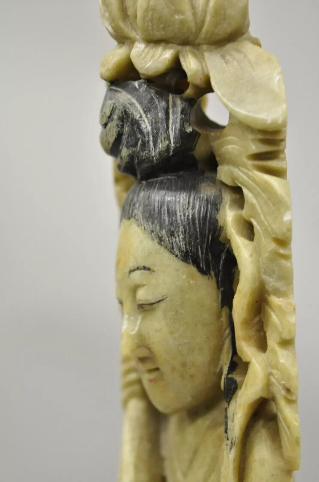 Chinese Carved Soapstone Guanyin Kwan Yin 15" Tall Figurine Statue Sculpture