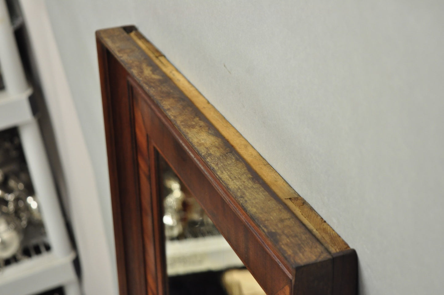 Antique American Empire Crotch Mahogany Wood Frame Rectangular Wall Mirror