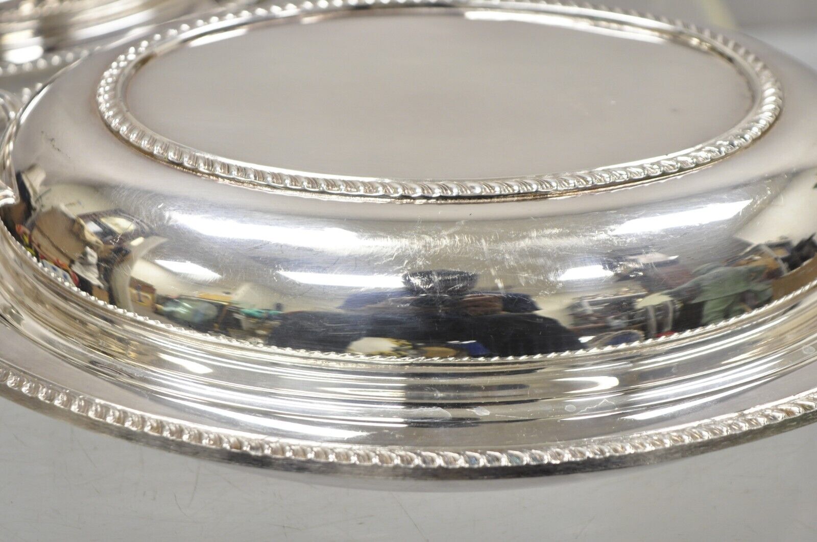 Vintage Poole Silver Co Silver Plated Lidded Serving Platter Dish - a Pair