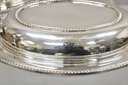 Vintage Poole Silver Co Silver Plated Lidded Serving Platter Dish - a Pair