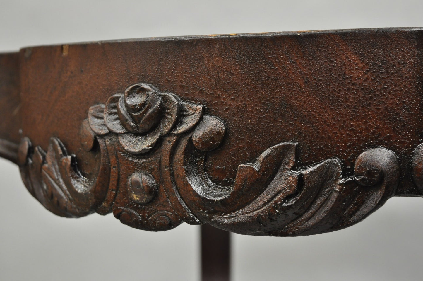Antique Victorian Marble Turtle Top Mahogany Wood Parlor Center Table