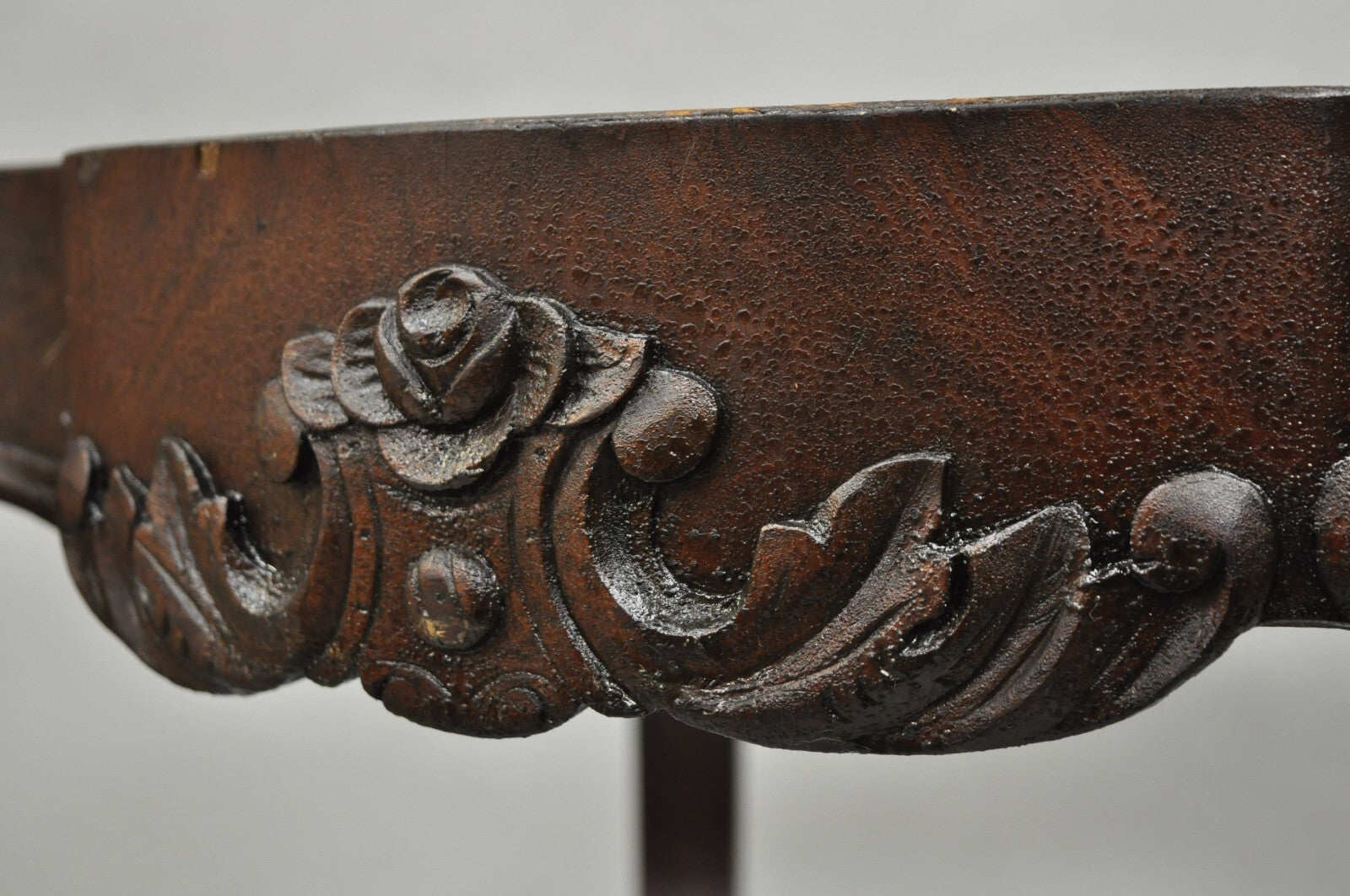 Antique Victorian Marble Turtle Top Mahogany Wood Parlor Center Table