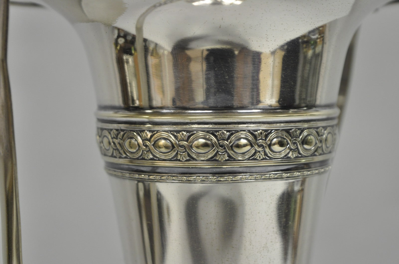 Vintage Victorian Silver Plated Trumpet Flower Vase with Reticulated Handle