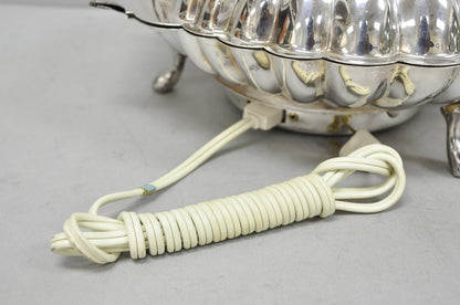 Vintage Eaton Silver Co Regency Silver Plated Clam Shell Warmer w Dolphin Handle