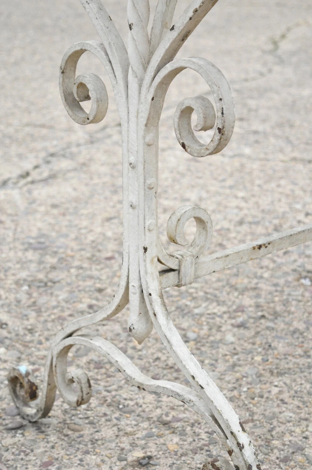Antique French Art Nouveau Wrought Iron Scroll Wood Top 42" Potting Work Table