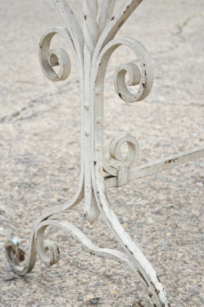 Antique French Art Nouveau Wrought Iron Scroll Wood Top 42" Potting Work Table