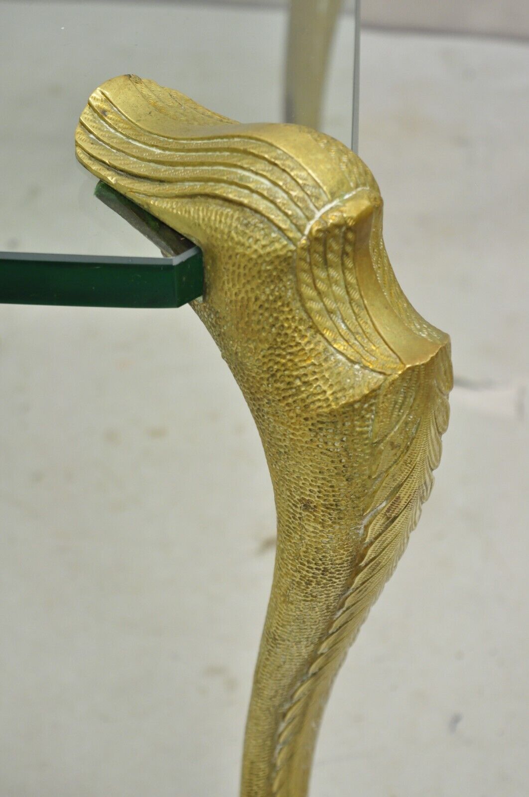 Vintage Hollywood Regency P.E. Guerin Style Gilt Bronze Brass & Glass Side Table