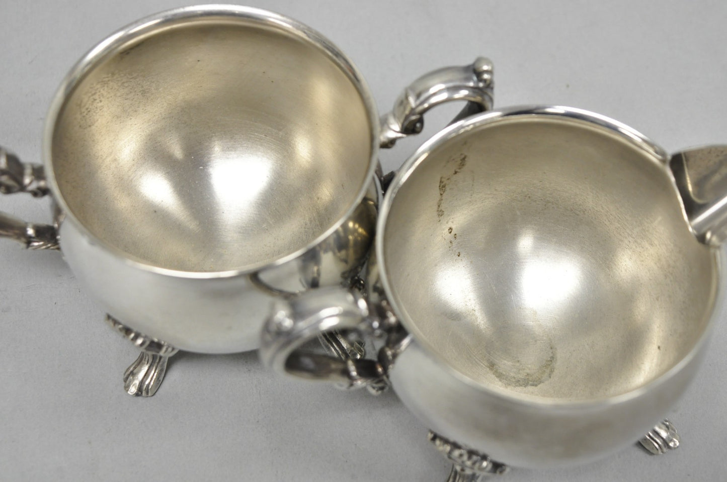 Vintage Sheridan Victorian Silver Plated Footed Lidded Sugar Bowl & Creamer Set