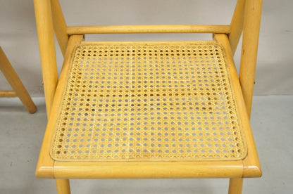 Vintage Habitat England Mid Century Modern Bentwood & Cane Folding Chairs - Pair