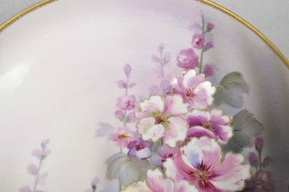 Antique Nippon Hand Painted Pink Wisteria Flower Porcelain Dish w / Handles
