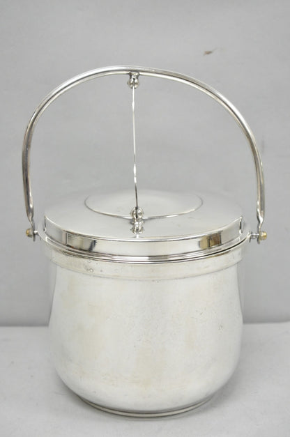 Gorham YC141 Mid Century Modern Silver Plated Reticulating Hinge Ice Bucket