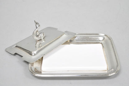 Antique English Regency Silver Plated Serpent Dolphin Desk Dish Note Holder