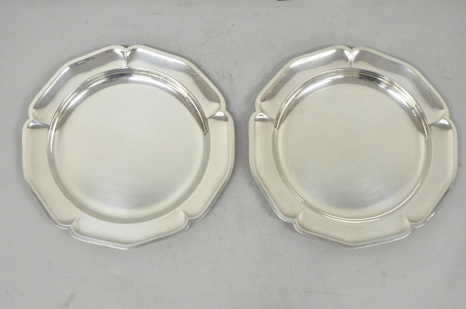 Vintage International Silver Co 221 Modern Silver Plated 12" Platter Dish - Pair