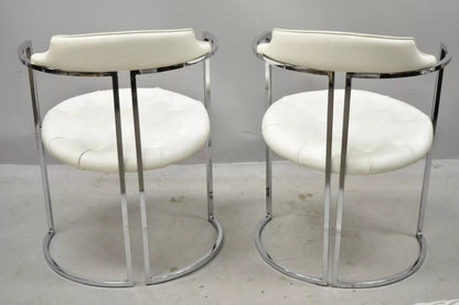Vintage Daystrom Mid Century Modern Chrome White Vinyl Dining Chairs - Set of 4