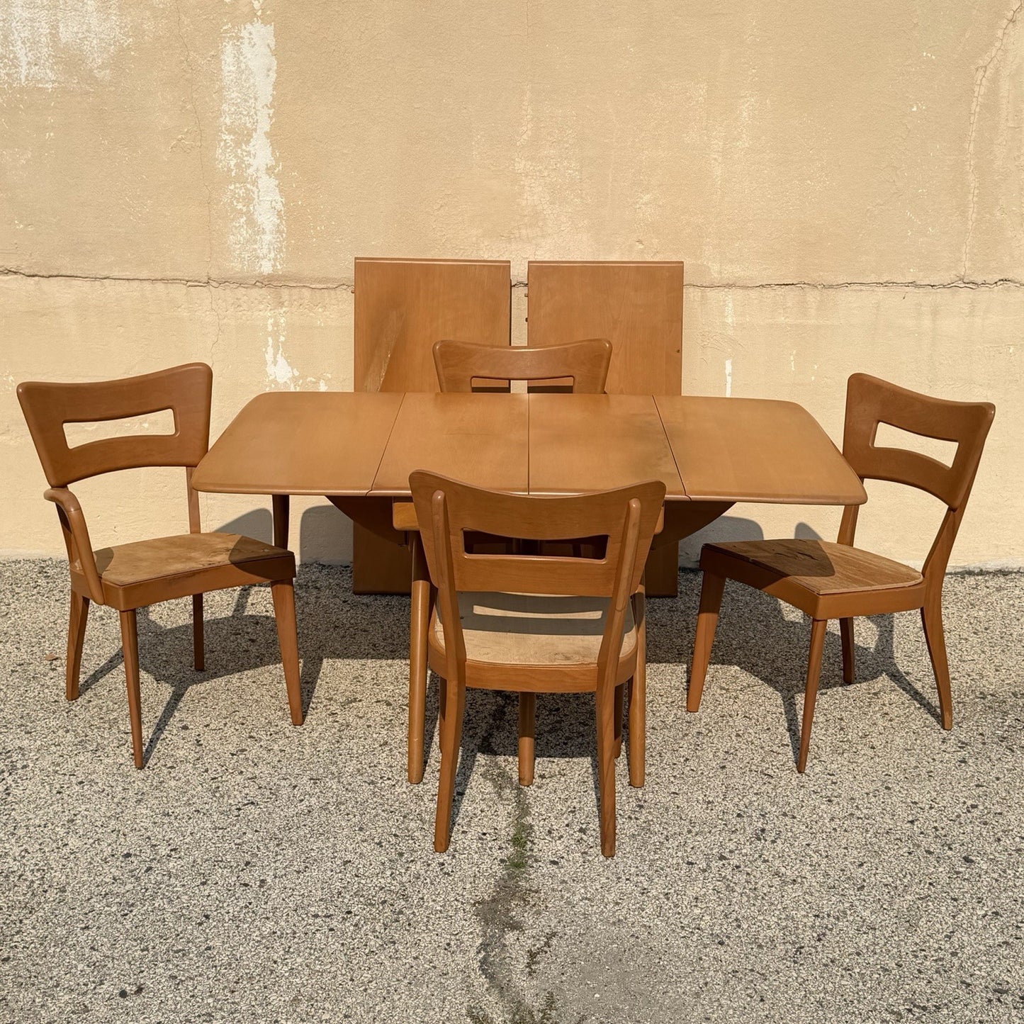 Vintage Heywood Wakefield MCM Dog Bone Maple Dining Room Chairs - Set of 4