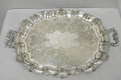 Antique Gorham English Victorian Silver Plated Scalloped Serving Platter Tray