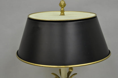 Chapman Hollywood Regency Brass Pineapple Tole Metal Black Shade Table Lamp