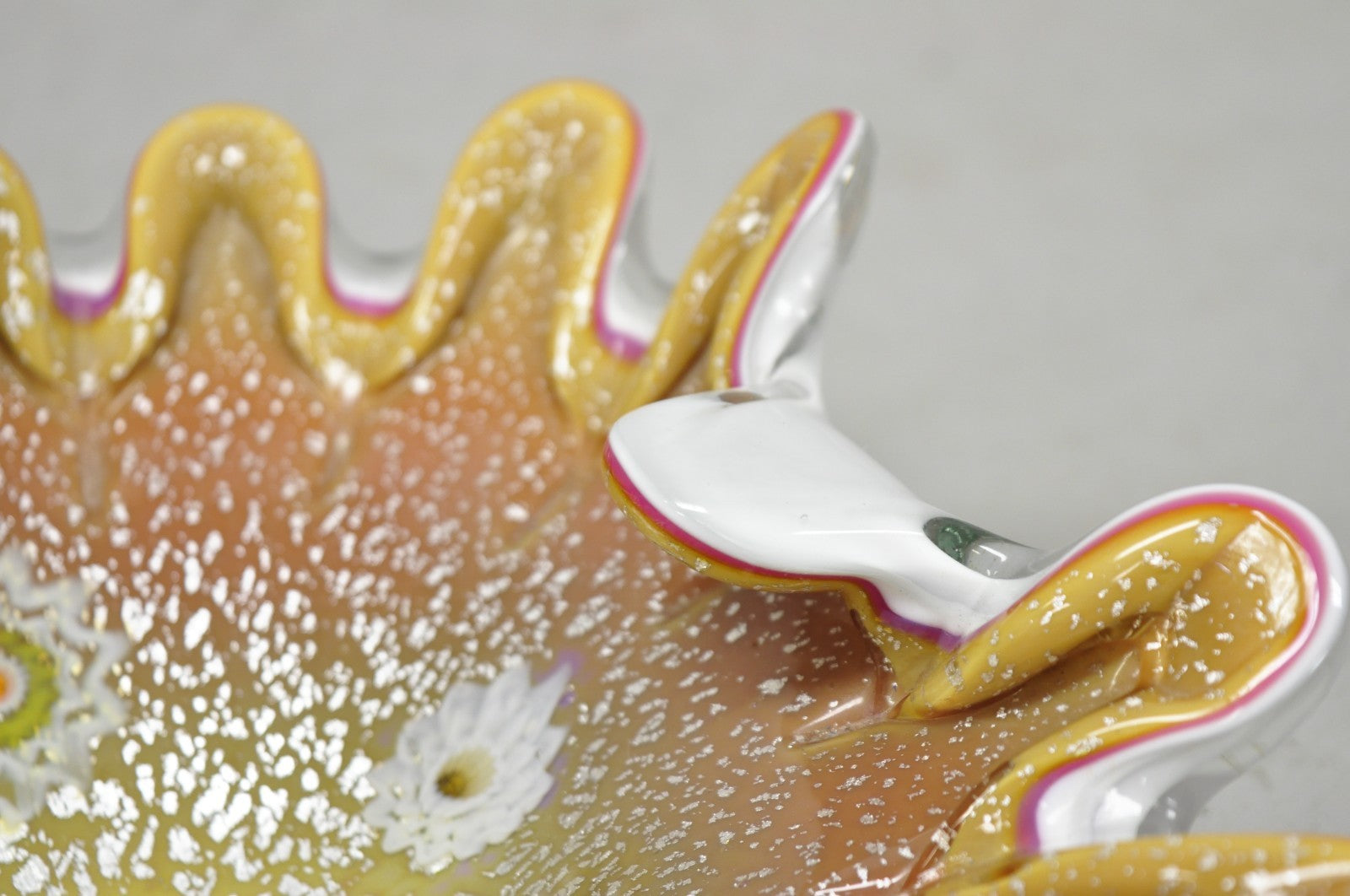 Vintage Murano Italian Art Glass Millefiore Clam Shell Candy Dish Bowl (B)