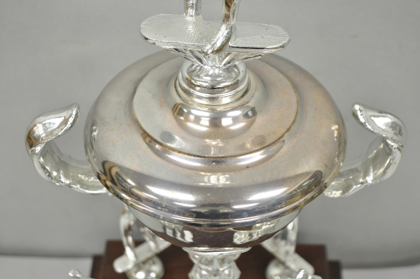 Vintage 1970s Silver Metal & Wood Figural Golf Trophy Award Cup John Sanzari