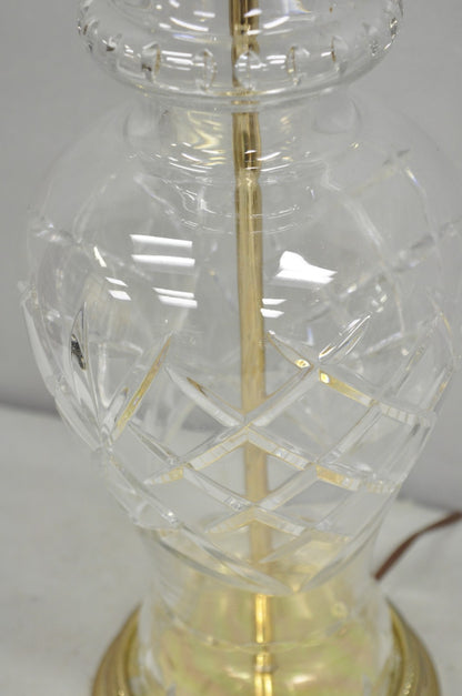 Vintage Chinoiserie Cut Crystal Glass Ginger Jar Brass Oriental Table Lamp
