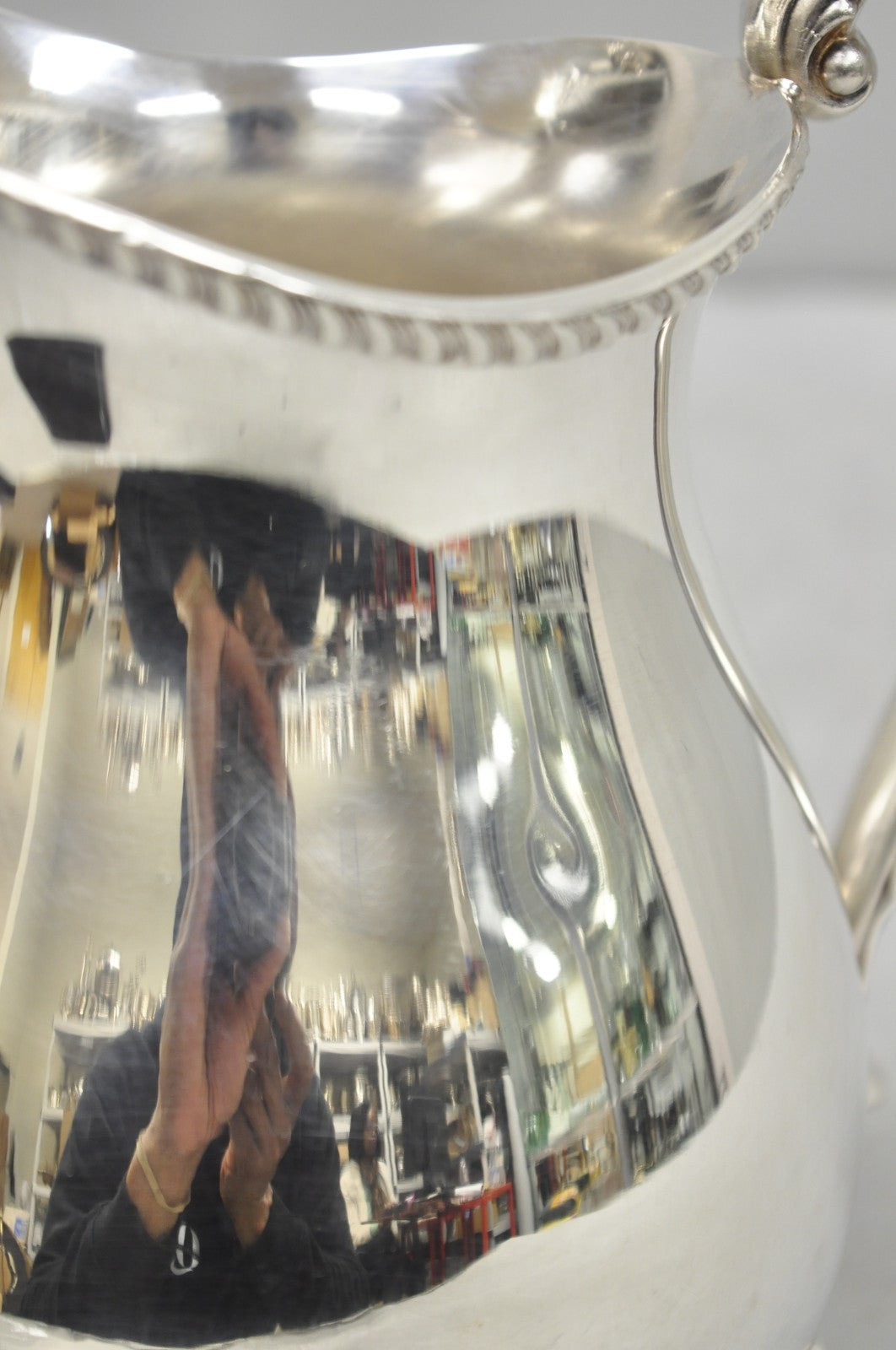 Vintage Bristol by Poole Silver Plated Bulbous Footed Ice Lip Water Pitcher